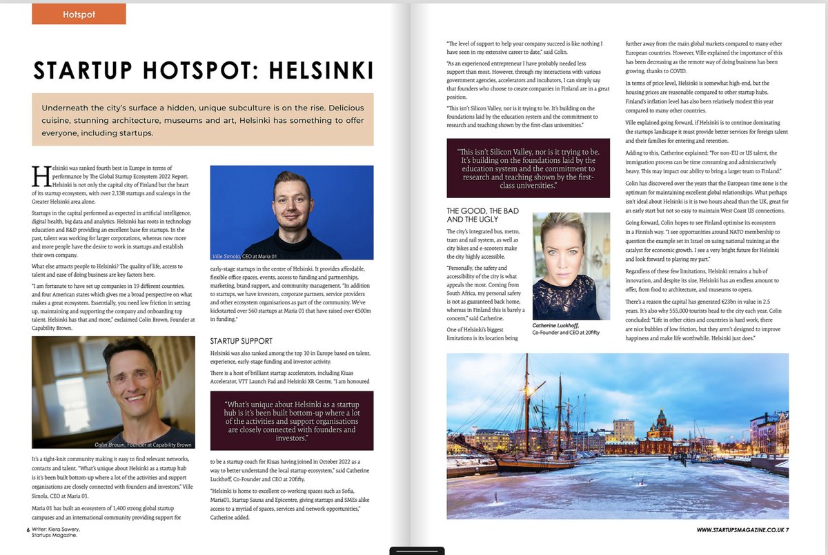 Our fearless leader @cluckhoff chats to Startups Magazine about her experience as a startup coach and in #helsinki 
https://t.co/bfDZgtZclD https://t.co/SwcButdBMx