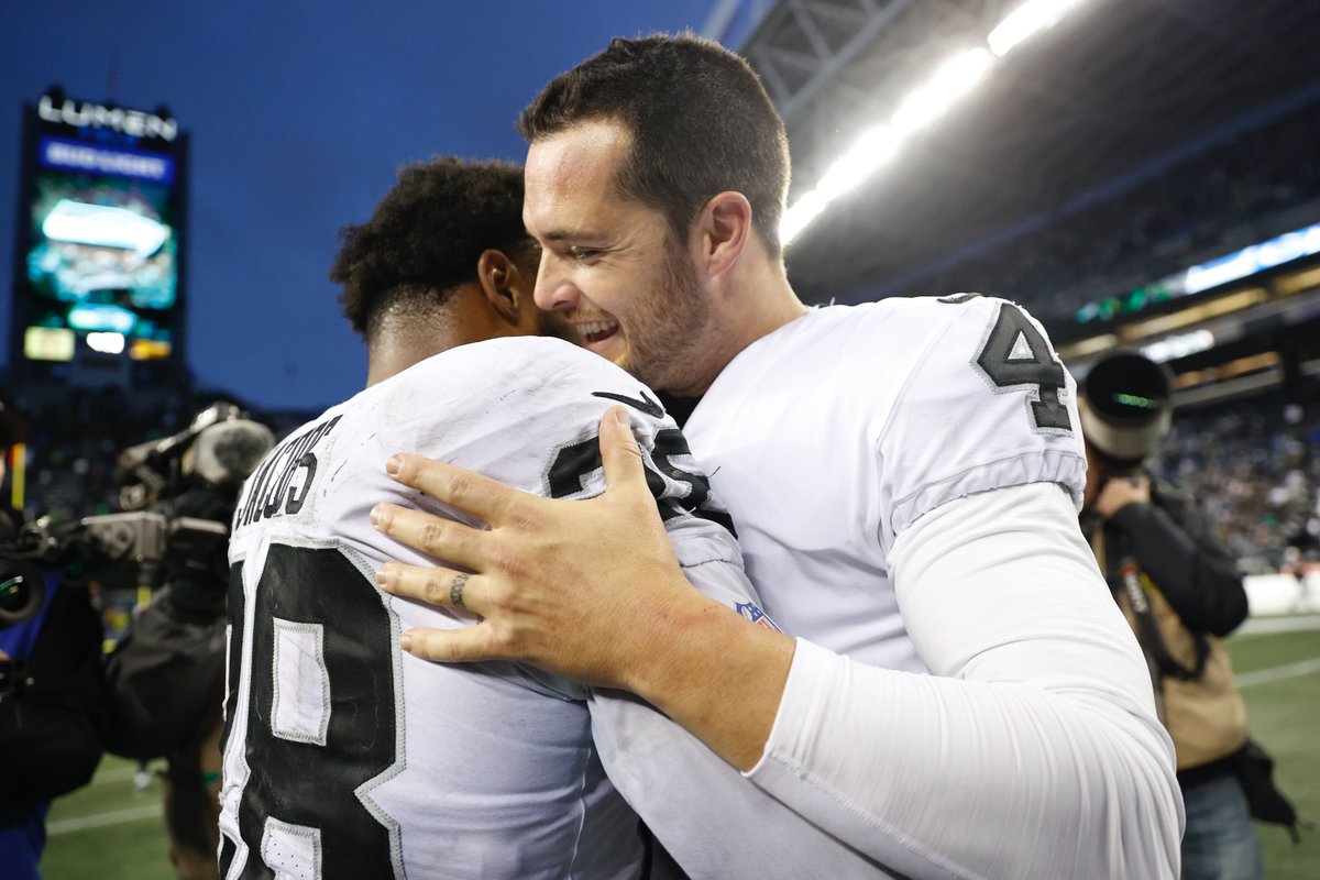 NFLonCBS's tweet photo. The @Raiders are just the second team since 1990 (joining 2012 49ers) to have 275 Pass Yards and 275 Rush Yards in a game. https://t.co/gzL61G8v6d