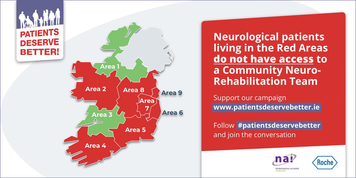 Our new #patientsdeservebetter campaign is launching today. We are calling for investment in nationwide community rehabilitation teamsOnly 15% of neurological patients in Ireland have access to a community neurorehabilitation team. 
Take action NOW at patientsdeservebetter.ie