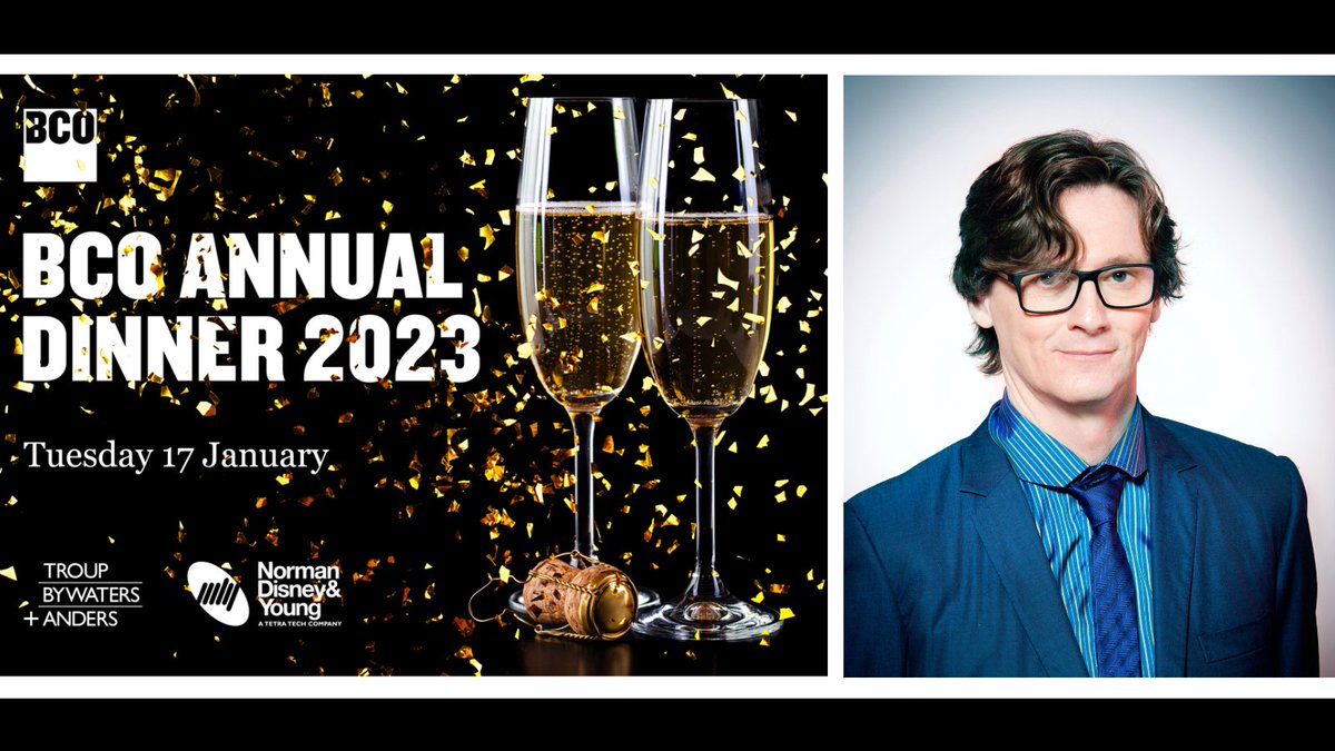 BCO_UK's tweet photo. Our flagship event on 17 Jan is a chance to reconnect with BCO members & their guests for what is always an enjoyable evening catching up on what's ahead for the #builtenvironment
Ed Byrne will be our guest speaker! https://t.co/1VyS8IW8gy;
@TroupBywaters @ndygroup #BCOdinner https://t.co/VU8X9AFpzq