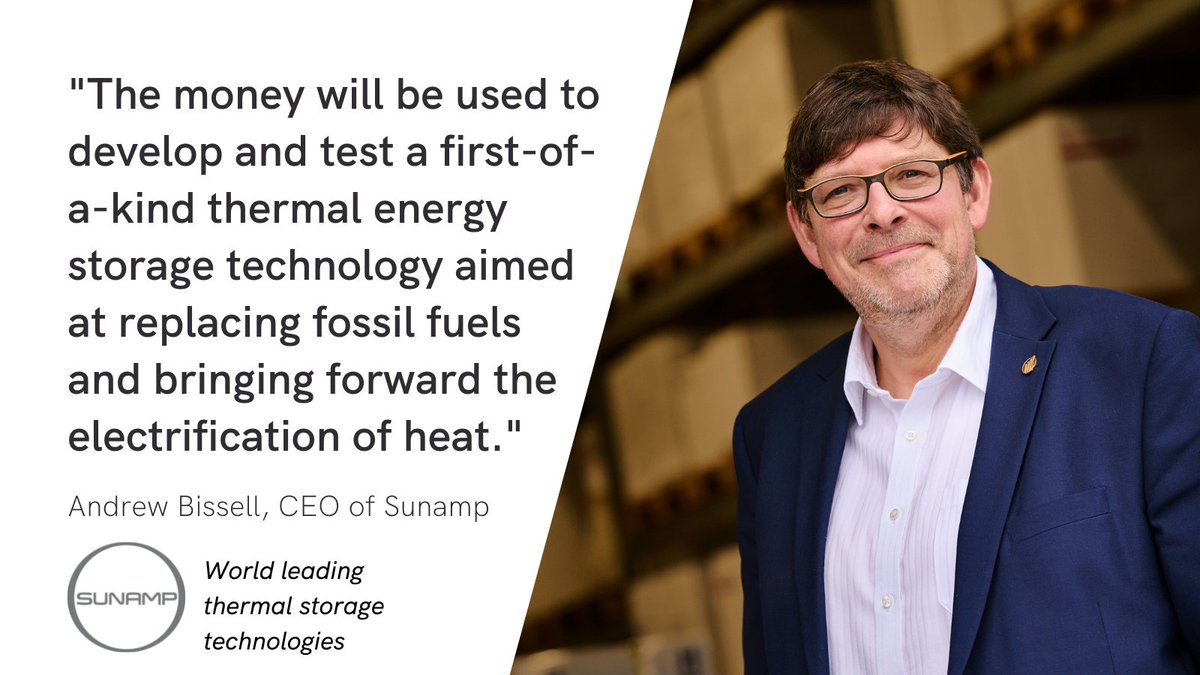 Sunamp awarded £9.25 million funding from @beisgovuk to tackle the greener heat challenge by developing and trialling its advanced thermal storage system in homes across the UK.
News in full: tinyurl.com/mrycutxv 

#NZIP #NetZero #longdurationenergystorage #thermalstorage