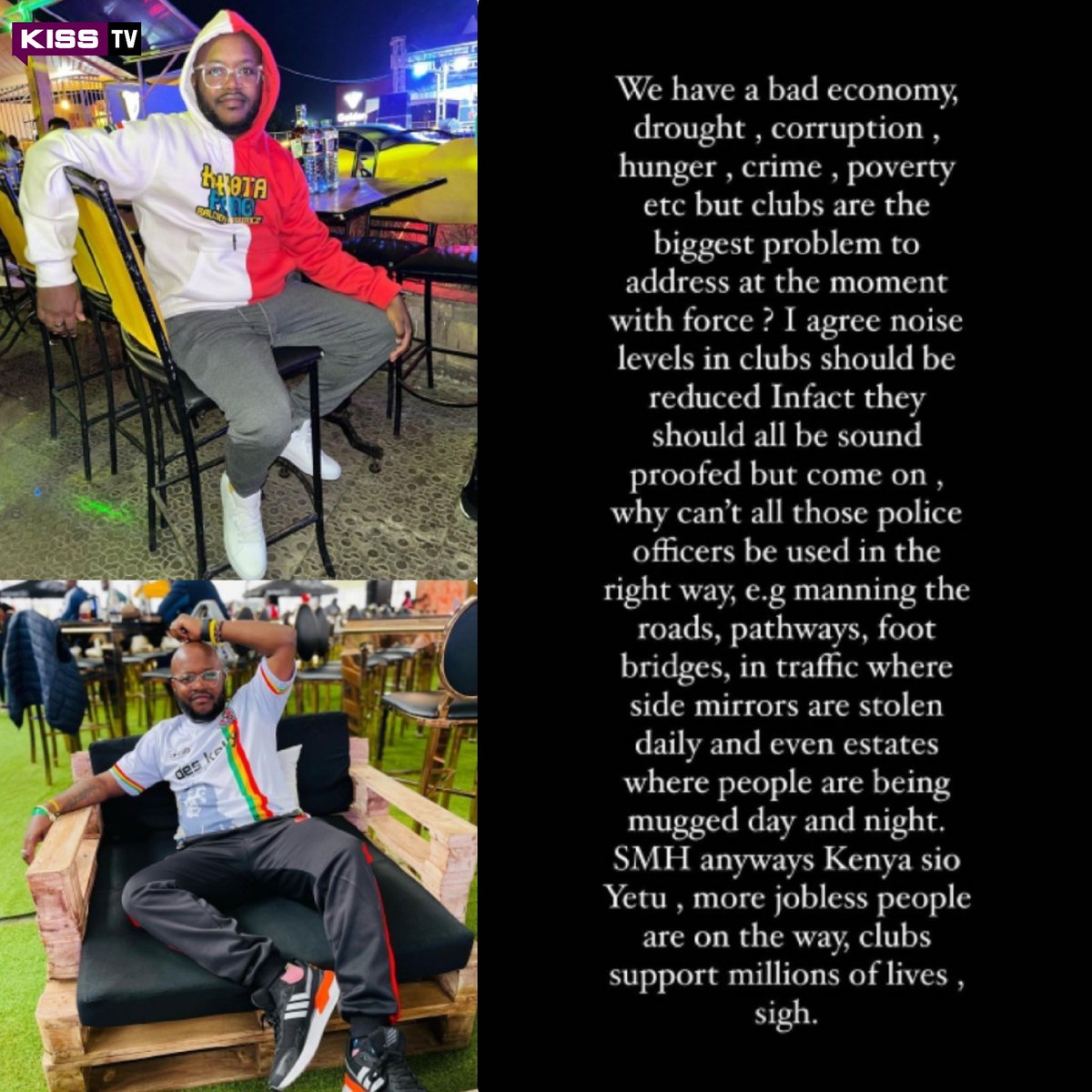 KeepItKiss's tweet photo. Social Media Influencer, @JoeWMuchiri, shares his opinion &amp; thoughts on the crackdown of night clubs in residential areas, as ordered by Nairobi Governor, @SakajaJohnson.

#KeepItKiss #AllDayEveryDay #JoeMuchiri #Opinion #Thoughts #Crackdown #NightClub #Residential #Sakaja https://t.co/TnmdNCBFLh