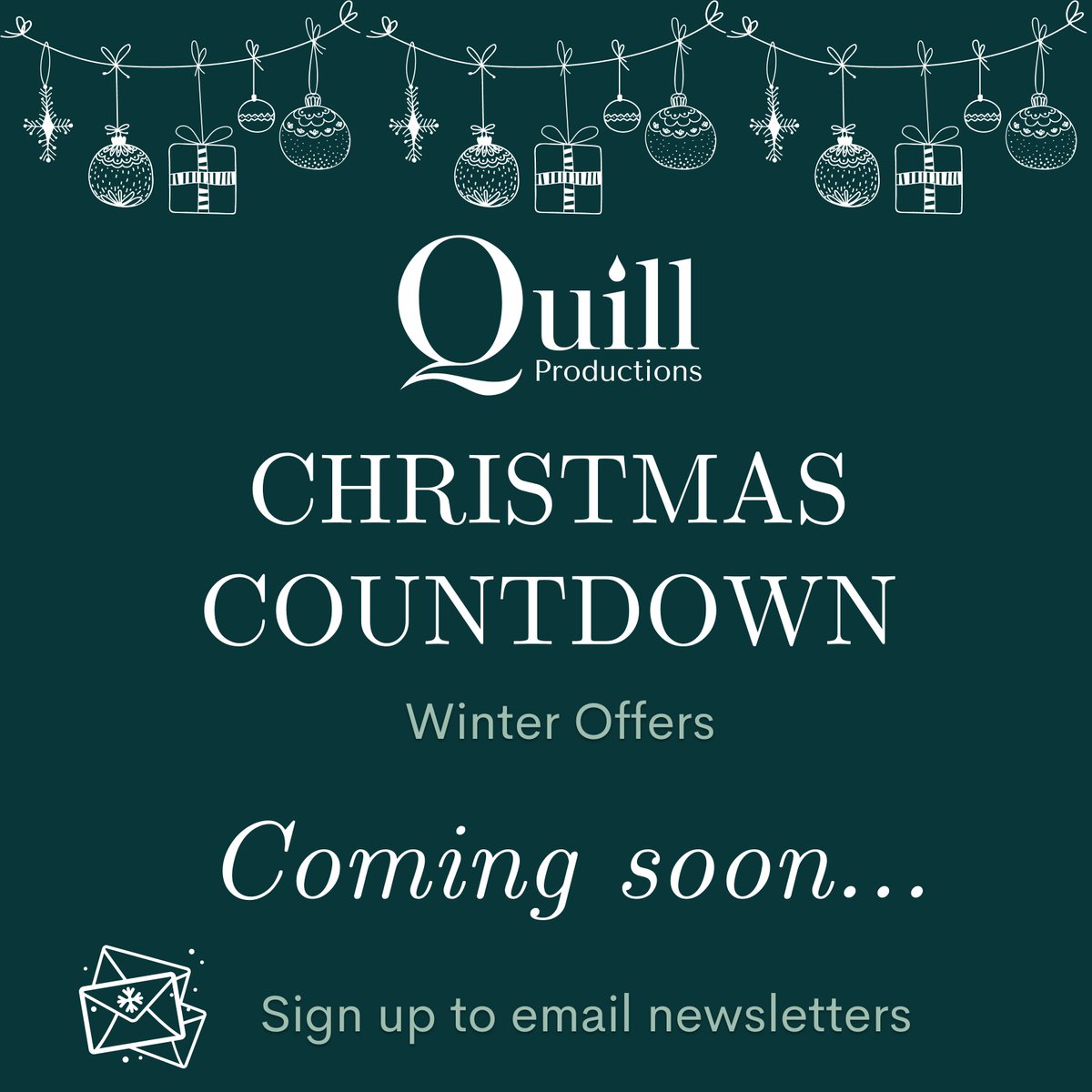 QuillProd's tweet image. Christmas countdown winter offers are coming soon…

Throughout December we will be launching a range of different cracking Christmas offers.

Sign up to our email newsletters to make sure you don’t miss them! 

quillproductions.co.uk/pages/contact-…