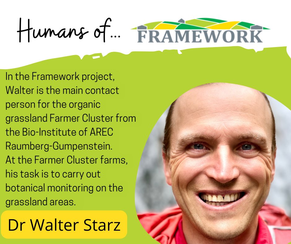 H2020_FRAMEwork's tweet photo. 🥁 #humansofframework introduces Dr Walter Starz! He works at @HblfaG  and his interests lie on sustainable &amp; organic grassland management, pasture management, forage quality, fertilization, soil quality and reseeding. He is also a lecturer at the @BOKUvienna https://t.co/CXyHJGQi1V