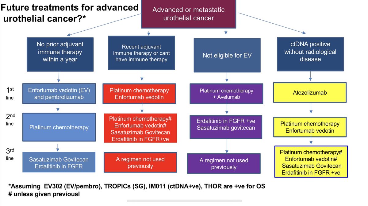 tompowles1's tweet photo. What might 1st line bladder cancer treatment look like if the upcoming R3 ADC, targeted and ctDNA trials are +ve with OS? There would be a move away from chemo/platinum eligibility, less reliance on radiology and more personalised treatments (ctDNA/FGFR). ADCs will be prominent. https://t.co/7vDavQNhmf