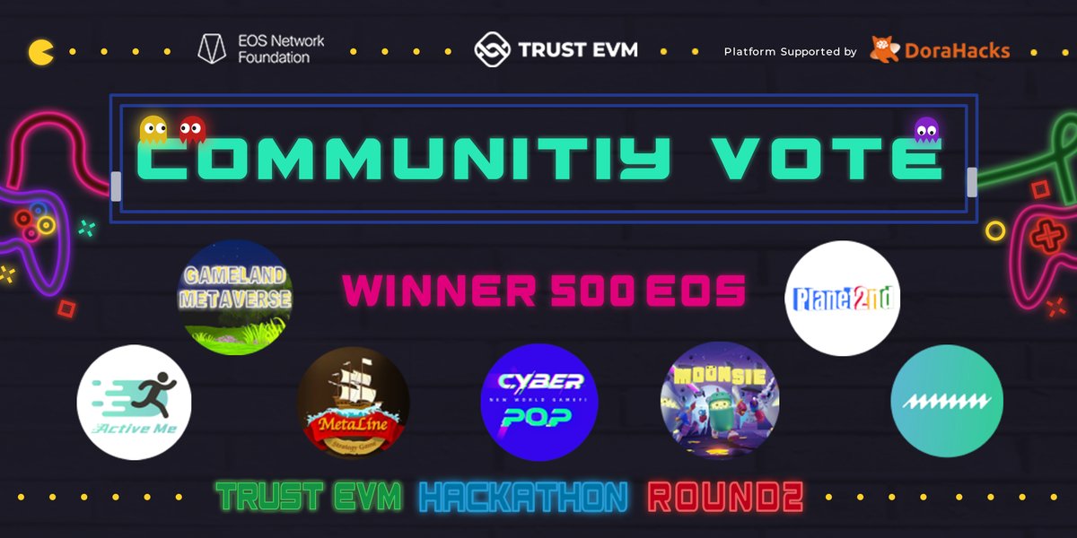 Here comes the Community Vote for Trust EVM Hackathon Round 2!! 

1 winner will be well-received from 7 projects voted by the community.
🏆Award: 500 EOS
Closed: 9 am December 4th ET

🎁Voters raffle
100 EOS to 20 voters
1. Follow <a href="/TrustEvm/">Trust - EOS EVM</a> &amp; Like
2. Vote: forms.gle/9Vef2HVNBnVvmQ…