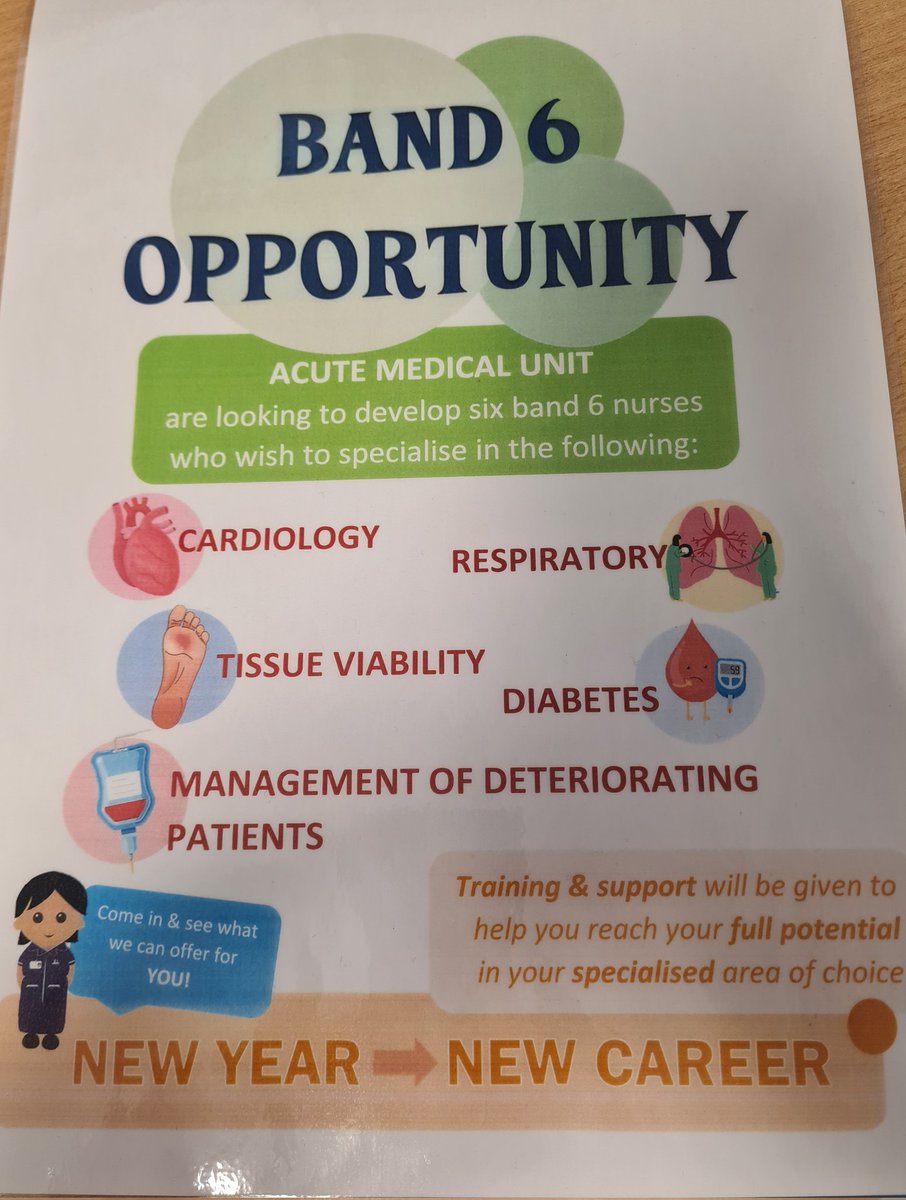 Exciting opportunity to join AMU at RBH! We are looking to develop band 6 nurses who wish to specialise in these areas. Training and support provided! Keep your eyes peeled for the job advert coming soon to ELHT jobs! #acutemedicine #newyearnewcareer