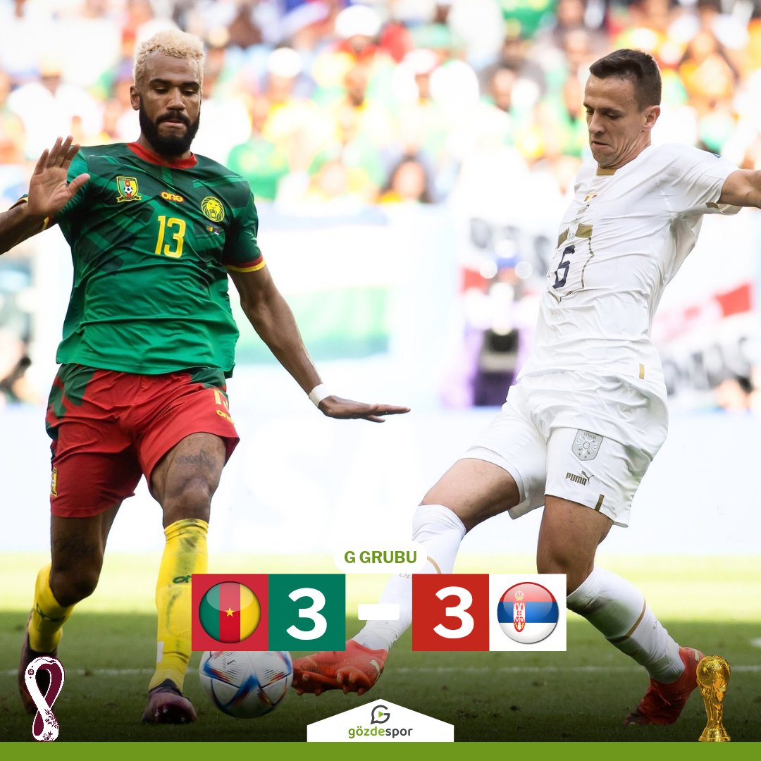 Müthiş maçta kazanan çıkmadı

🇷🇸⚡️🇨🇲 Dünya Kupası G Grubu'nda Kamerun ile Sırbistan 3-3 berabere kaldı. Kamerun'da eski Beşiktaşlı Aboubakar 1 gol 1 asistle oynadı. 

#serbia #cameroon