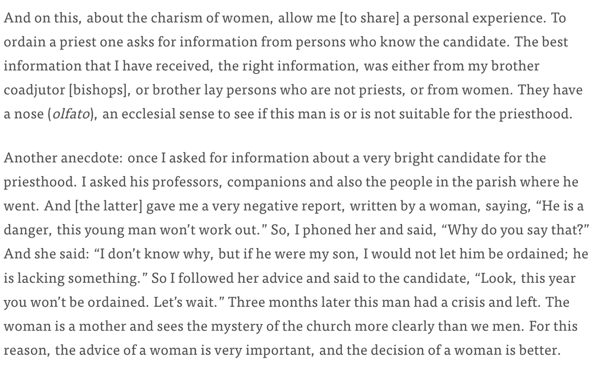 ctrlamb's tweet photo. Pope Francis on why women need to be involved in the selection of candidates for the priesthood. 

https://t.co/jvnPa1ZjkM https://t.co/pqcN20lEO0