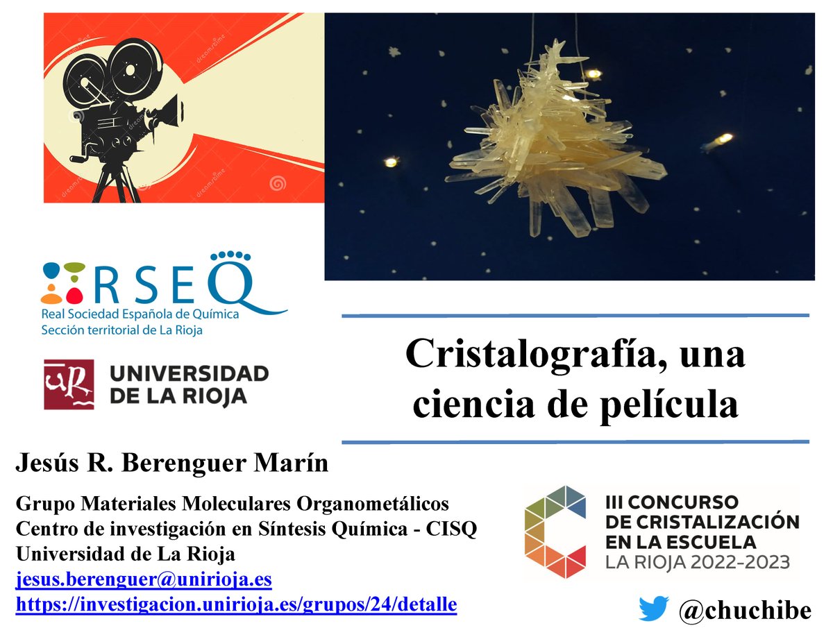chuchibe's tweet photo. Este miércoles, día 30 de noviembre, 2ª jornada de formación #CristalizaciónRioja!! Visita de @vaya_elementos, conferencia divulgativa (entrada libre...) y visita al laboratorio. #CristalizaciónenlaEscuela @unirioja @lariojaorg @RSEQUIMICA #RSEQRioja @qlinstruments #LinLab #PyC https://t.co/ncSCyo9Xym