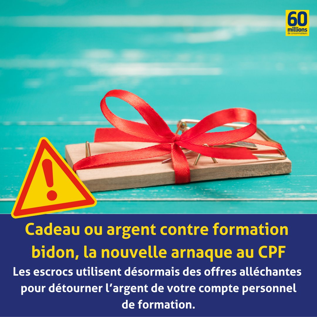 60millions's tweet photo. 🚨 Nouvelles #arnaques au #CPF !
On vous offre un ordinateur ou de l'argent contre l'inscription à une formation bidon, votre cagnotte va expirer si vous ne souscrivez pas … Explications ➡️ https://t.co/lAs6e4y03O
@LauraHendrikx2 @caissedesdepots https://t.co/kW2S1XumCC