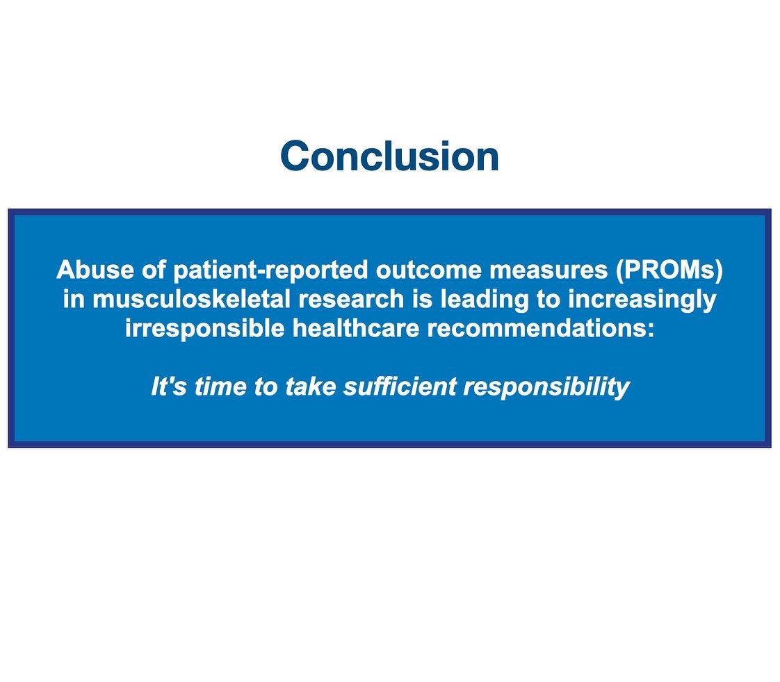 KSSTA's tweet photo. Abuse of patient-reported outcome measures (PROMs) in musculoskeletal research is leading to increasingly irresponsible healthcare recommendations - it's time to take sufficient responsibility
#PROM #research #outcomestudy #clinicaloutcome
Link: https://t.co/dmv6HxQabl https://t.co/35NAHt2B0H
