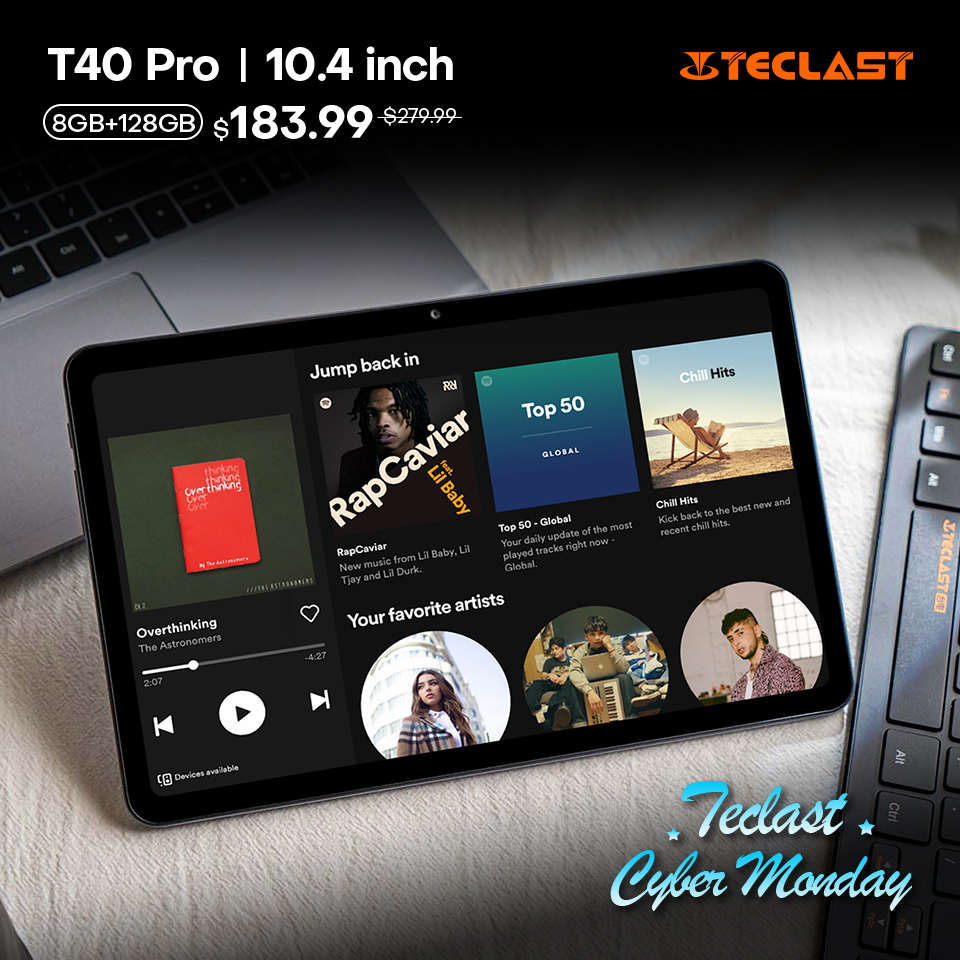 TeclastOfficial's tweet photo. Be A Master! ($183.99)🤑
#TeclastCyberMonday begins!🖤 Think what’s the Power of Top Cyber Deal #T40Pro? 🐈⬛It features Unistoc T618 Processor for ultimate gaming. Play it out! 🎮
🎯Shop on Amazon: https://t.co/80Kv6Od3Mw
🎯Shop on AliExpress: https://t.co/mw5ISpBtvi https://t.co/mKxN8agegX