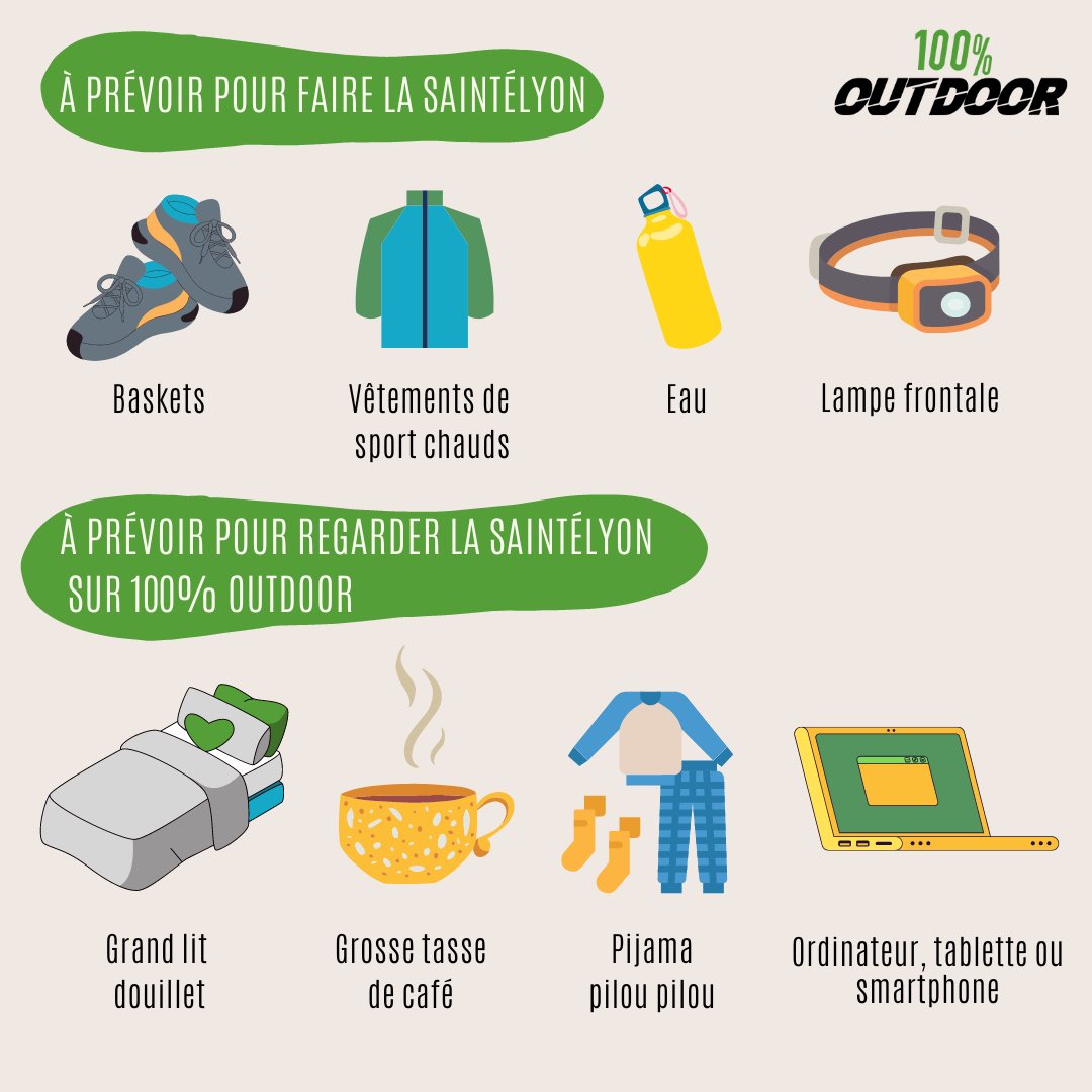 🛋️ Pour participer à la #AsicsSainteLyon ou regarder la course au chaud sur <a href="/100outdoortv/">100% Outdoor</a>, voici les affaires à prévoir 👟
Le célèbre trail sera retransmis gratuitement à partir de 22h sur notre chaîne ! 💻 🎊

👉 100outdoor.tv
#100outdoorTV #trail #Saintélyon #Outdoor