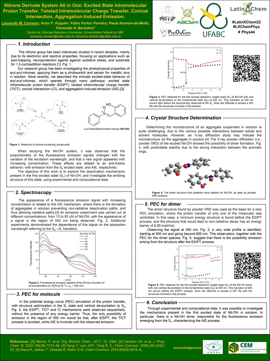 leo martins (@leolmc) on Twitter photo Hi <a href="/LatinXChem/">LatinXChem</a>, this is my work ‘Nitrone Derivate System All in One: Excited State Intramolecular Proton Transfer, Twisted Intramolecular Charge Transfer, Conical Intersection, Aggregation-Induced Emission’, #LatinXChem22 #LXChemPhys #Phys044 <a href="/paulahmello/">Paula👩🏻🔬👩🏫🌷</a> <a href="/ffurlanf/">Fabio Furlan</a> <a href="/ufabc/">UFABC</a> Hi <a href="/LatinXChem/">LatinXChem</a>, this is my work ‘Nitrone Derivate System All in One: Excited State Intramolecular Proton Transfer, Twisted Intramolecular Charge Transfer, Conical Intersection, Aggregation-Induced Emission’, #LatinXChem22 #LXChemPhys #Phys044 <a href="/paulahmello/">Paula👩🏻🔬👩🏫🌷</a> <a href="/ffurlanf/">Fabio Furlan</a> <a href="/ufabc/">UFABC</a>