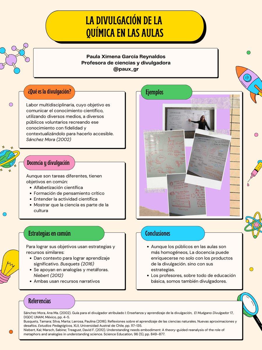 paux_gr's tweet photo. ¡Hola @LatinXChem ! Aquí está mi póster #Edu49 de #LXChemEdu En este trabajo comparto mis reflexiones y experiencias como docente de química en educación básica, que muestran cómo la docencia y la divulgación son actividades más cercanas de lo que pensamos #LXChem22 https://t.co/aIfuNapK2g