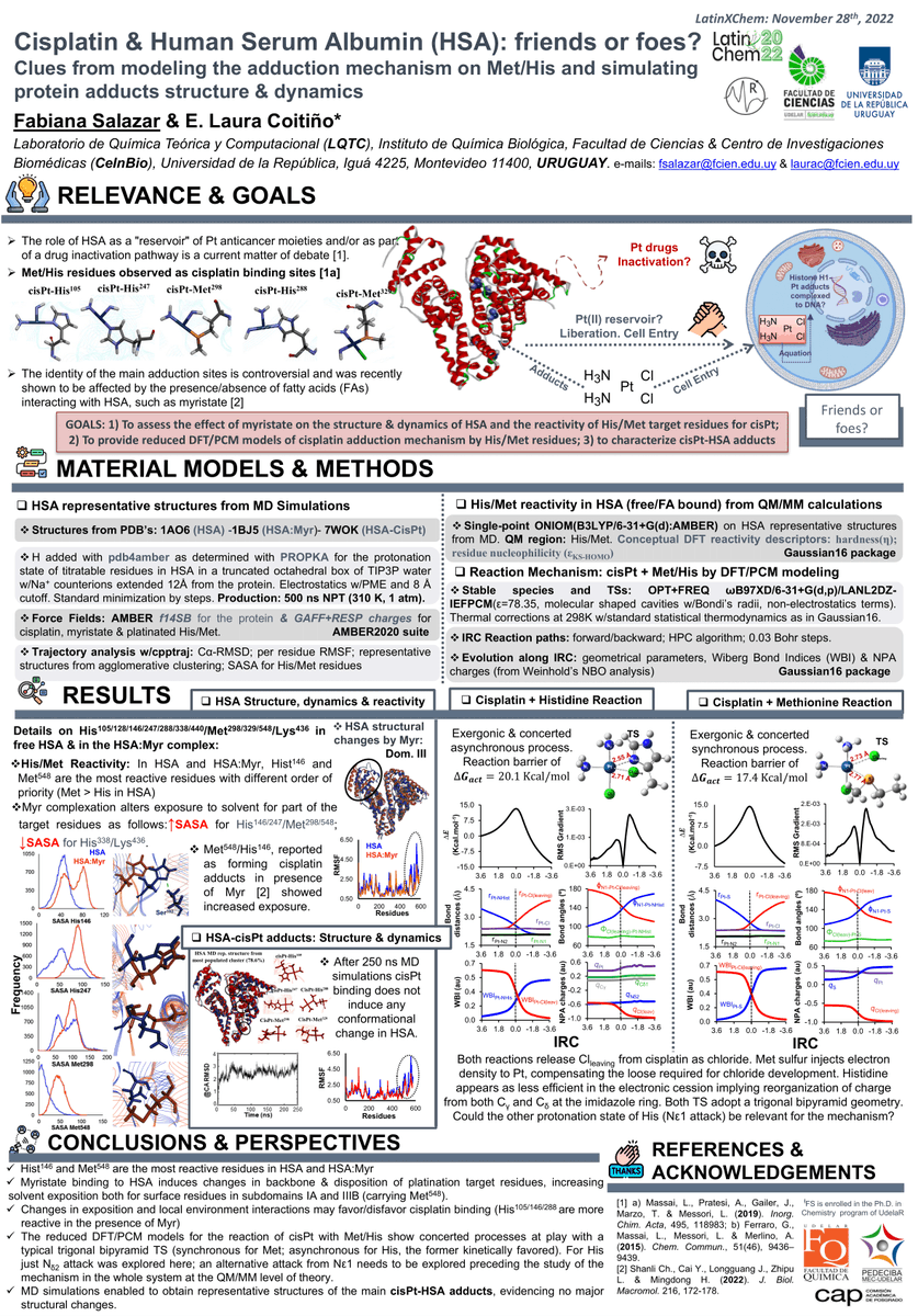 fabianam_sc's tweet photo. Hello @LatinXChem and Twitter community!! It's a pleasure to present my work.

@FcienUdelar @PEDECIBA @ceinbio @CapPosgrados  #LatinXChem22 #LXChemInorg #Inorg19 #cisplatin #albumin #cancer #computationalchemistry https://t.co/GIvepPTvkP