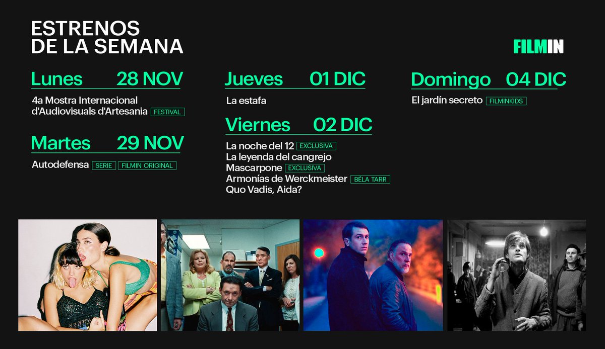 ✨💞Mañana llegan Berta y Belén, unas tías majísimas. Qué ganas de que las conozcáis, de verdad 💞✨ 

Los cinco primeros capítulos de #Autodefensa, nuestra nueva serie #FilminOriginal, aterrizan en Filmin acompañados de todos estos estrenos.