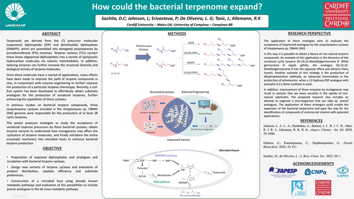 Hi <a href="/LatinXChem/">LatinXChem</a>, this is my work “How could the bacterial terpenome expand?”, #LatinXChem #LXChemBio  #BIO001
#cardiffuniversity #unicampoficial #terpene  🧪🧫⚗️🧬🇧🇷 🏴󠁧󠁢󠁷󠁬󠁳󠁿