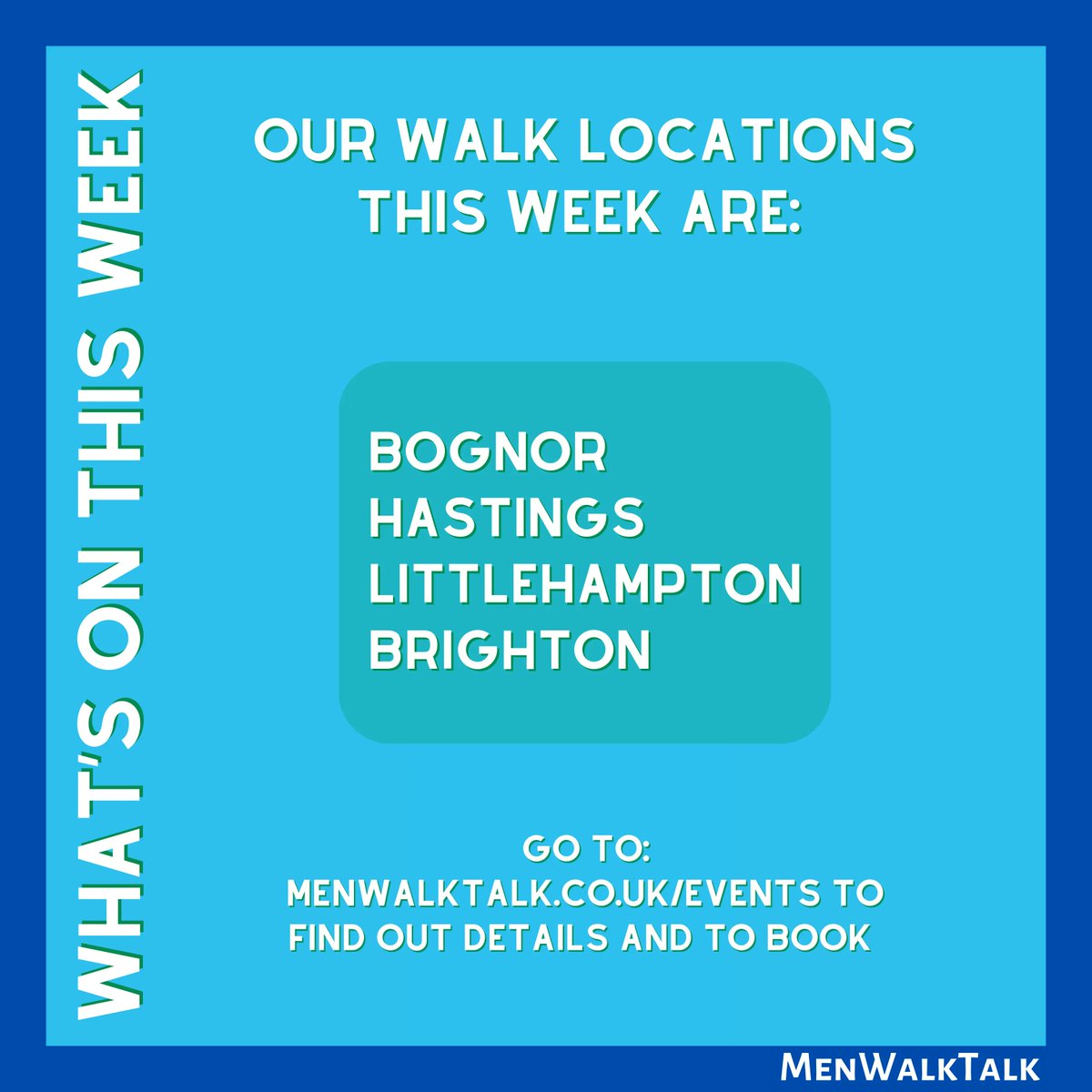 Find out more about our events this week and book in on our website: buff.ly/35u7ovm 💙

#mensmentalhealth #mentalhealth #mentalhealthawareness #endthestigma #speakup #whatson #bognor #hastings #littlehampton #brighton #sussex #eastsussex #westsussex