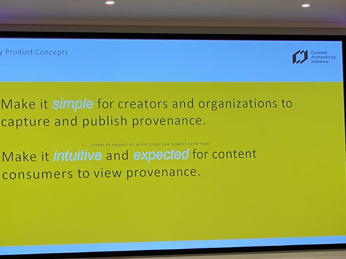 Defaming News: “Instead of guessing what’s false, we can prove what’s true” - <a href="/BrightwellKate/">Kate Brightwell</a> <a href="/AdobeUK/">Adobe UK</a>. Keep it simple and intuitive.  #radtechcon