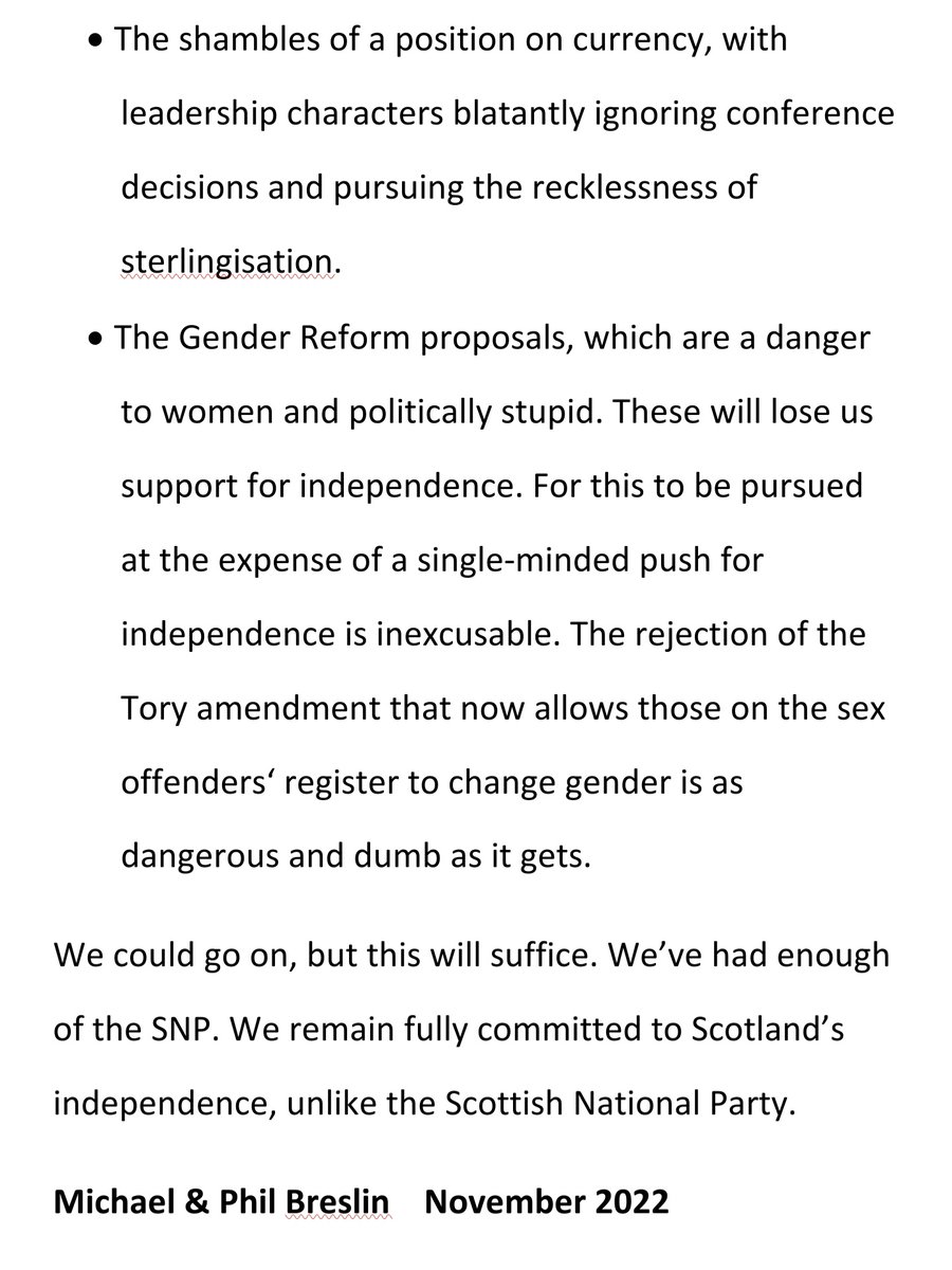 AyeCowal's tweet image. My wife and I have today resigned from @theSNP .
Here's why.
But our commitment to Scotland’s independence is even stronger than before.