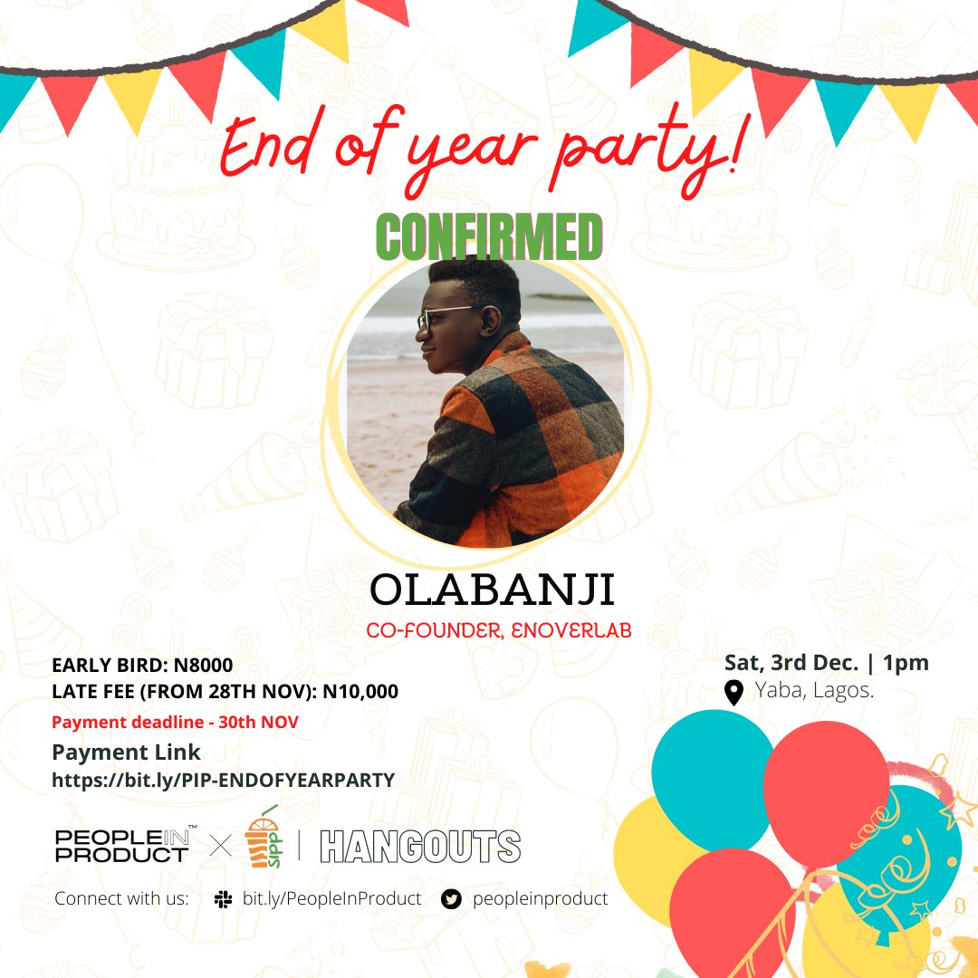 peopleinproduct's tweet photo. 👋Hi guys, Our end-of-year party countdown continues!!!

IT'S 5 DAYS TO GO!!! 💃🥳

See more of our favorite product people coming.🚀 

We can't wait to have fun and network with everyone!💙

Fee: N8,000
Date: Sat. 3rd, Dec.
Time: 1pm

RESERVE A SPOT NOW: https://t.co/gNyLx8FDaU https://t.co/zhoE81IX2h