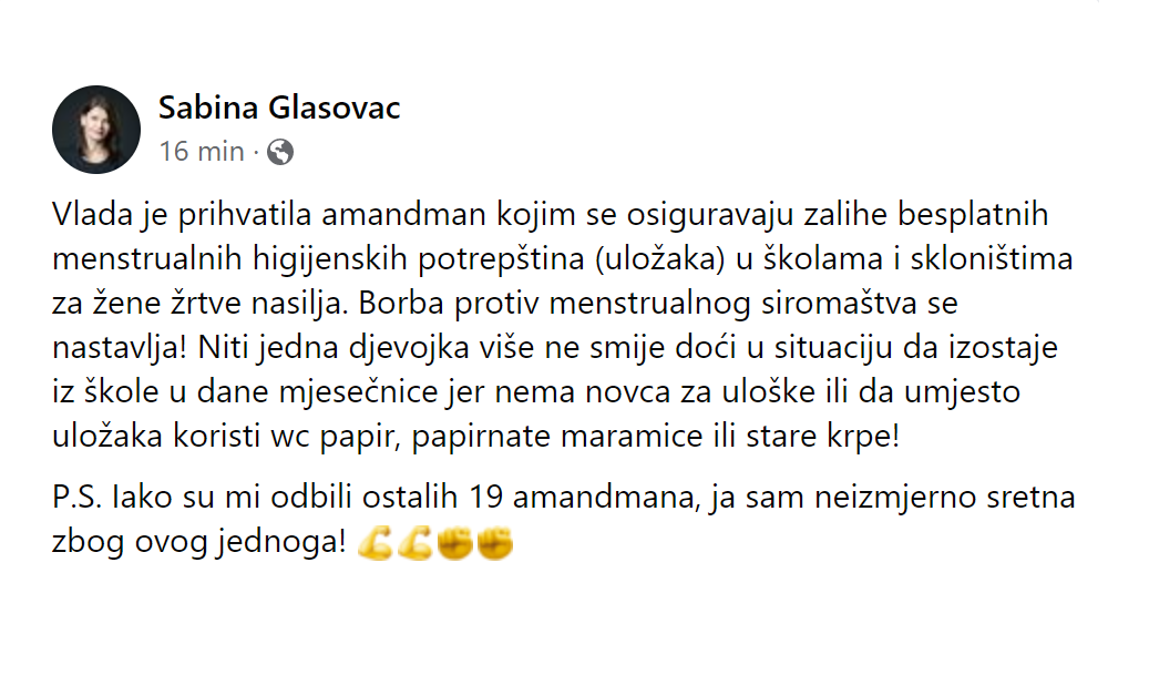 Vlada je prihvatila 3 amandmana SDP-ovih zastupnika na proračun za 2023. Tražili smo:
✅ osiguravanje besplatnih higijenskih uložaka u obrazovnim ustanovama;
✅ sredstva za Centar za odgoj i obrazovanje Čakovec;
✅ izgradnju šk. sportske dvorane Srednje škole Zabok. #politikahr