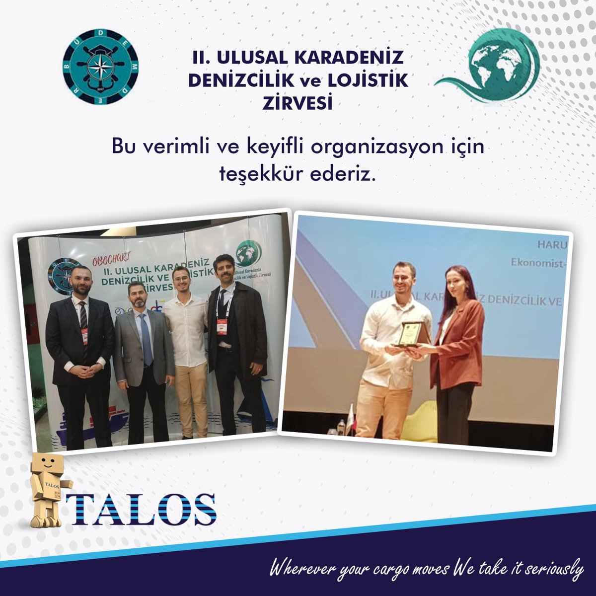 LogisticsTalos's tweet photo. II. Ulusal Karadeniz Denizcilik ve Lojistik Zirvesi
Bu verimli ve keyifli organizasyon için teşekkür ederiz.
.
* Talos, Lojistikte Çözüm Ortağınız. Navlun Teklifi almak için sitemizi ziyaret edebilir, arayabilir veya bize mail atabilirsiniz. https://t.co/1nJAV9gURp