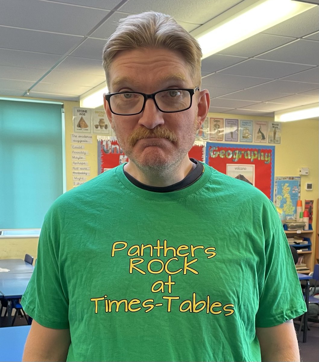 PanthersClass's tweet image. Despite trailing all week, the Panthers beat @SharksClass in the @TTRockStars Battle of the Bands competition last week. As a forfeit, Mr SK has to wear this today!