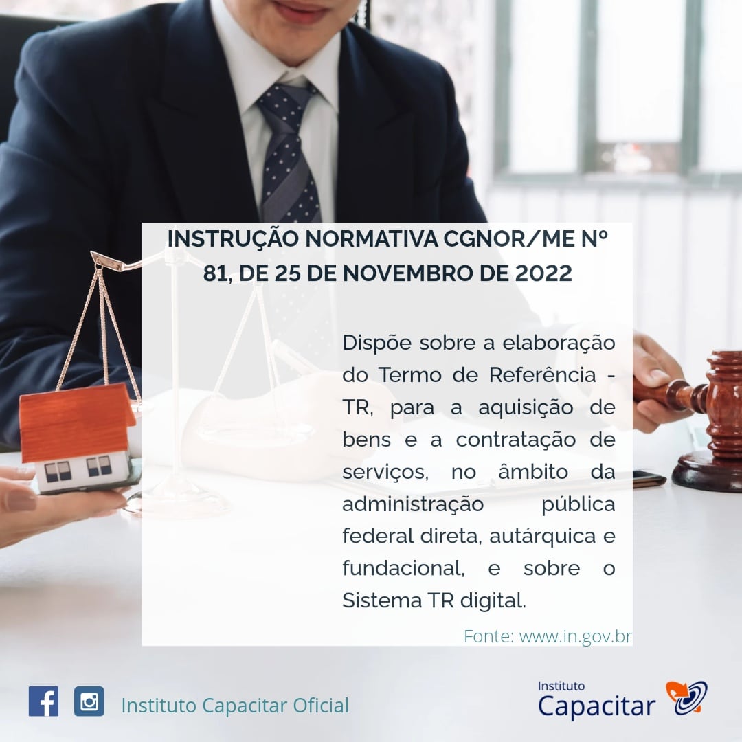 capacitar's tweet photo. Nova IN sobre termo de referência 
Esta Instrução Normativa dispõe sobre a elaboração do Termo de Referência - TR, para a aquisição de bens e a contratação de serviços, no âmbito da administração pública federal direta, autárquica e fundacional, e sobre o Sistema TR digital. https://t.co/Zd26bOyyn4