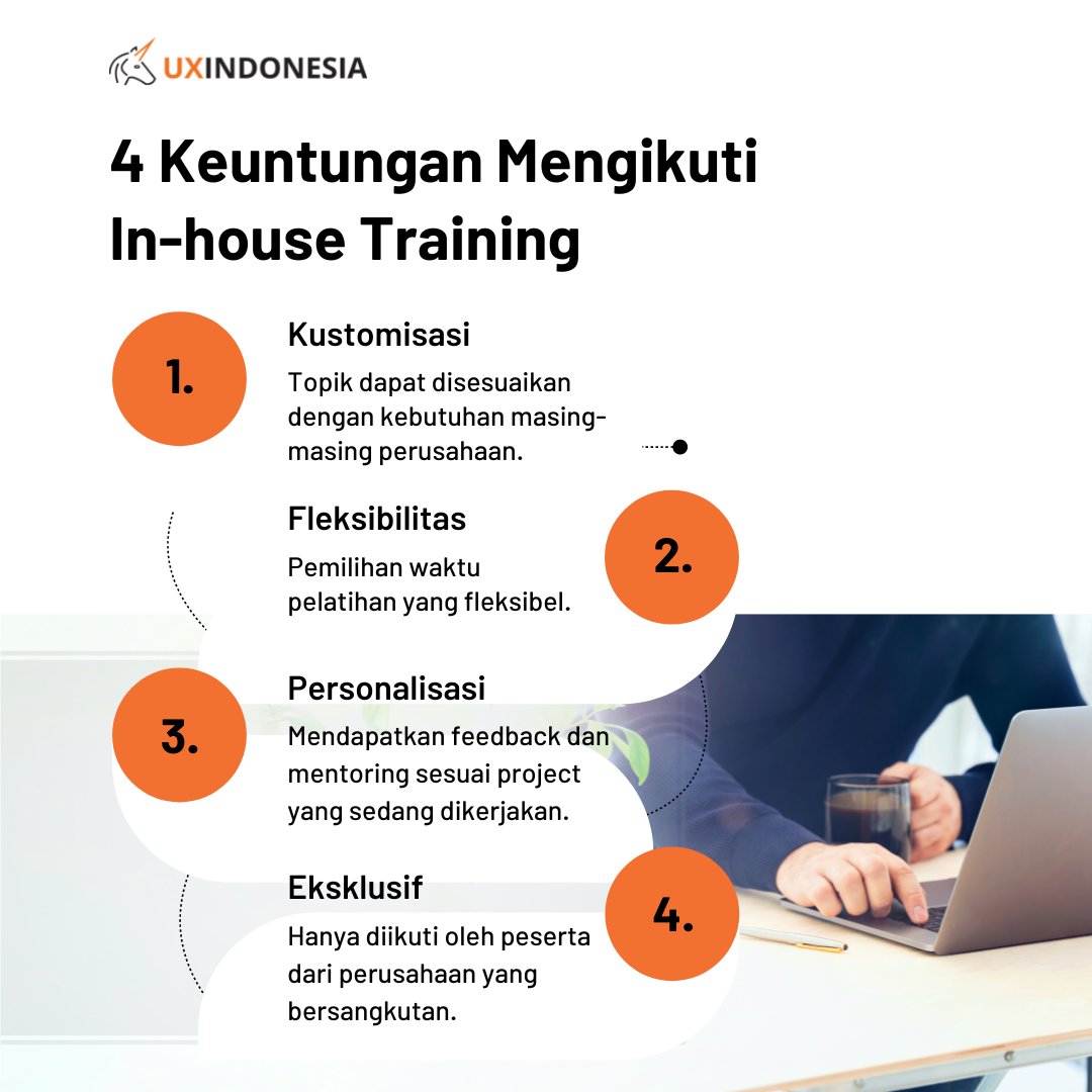 Di gambar ini yang ditulis memang cuma 4, tapi sebenarnya banyak sekali keuntungan mengikuti in-house training di UX Indonesia.

Buktikan sendiri dengan menghubungi kami di event@uxindo.com

#uxindo #cxinsight #uxtraining