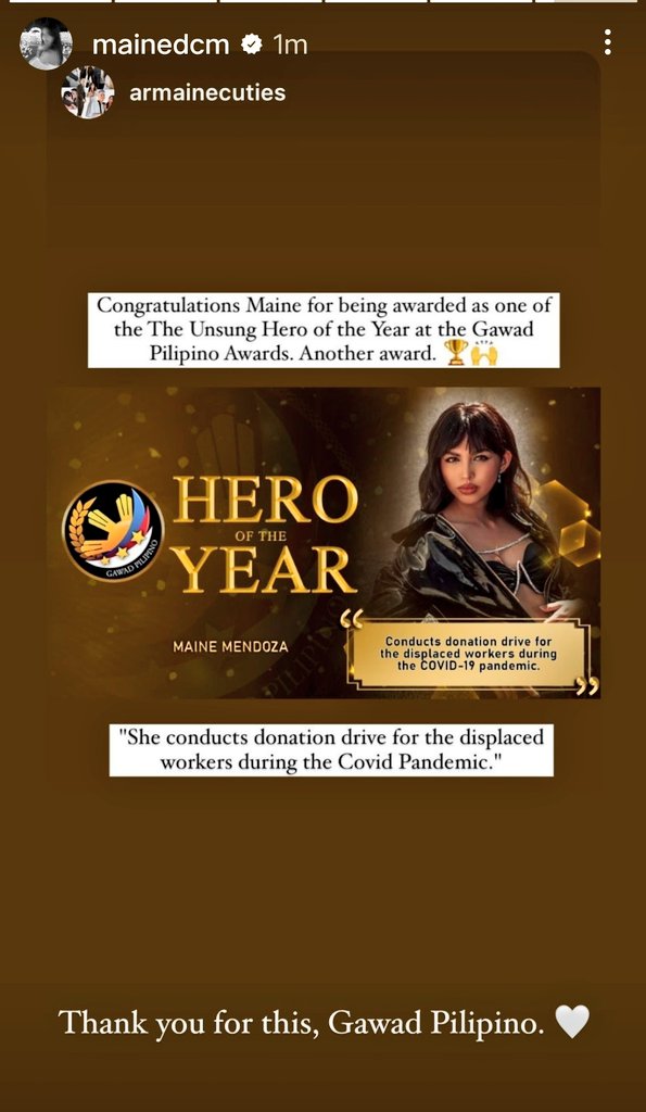 ma1208an's tweet photo. HERO OF THE YEAR💛
Blessed Monday indeed! 

@mainedcm | #MaineMendoza https://t.co/UzM2ZIII04