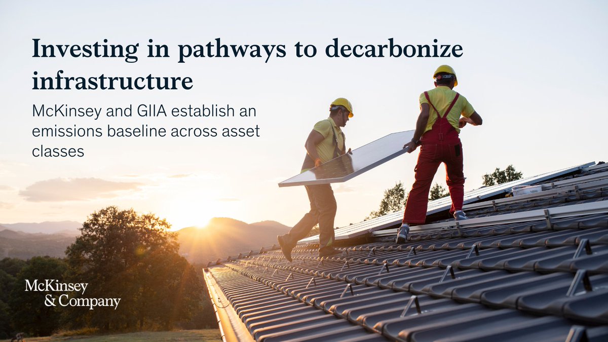 Infrastructure assets make up 50% of net-zero capital expenditures. Asset owners, operators and investors thus play a huge role in the #netzero transition.
 
<a href="/McKinsey/">McKinsey & Company</a> and <a href="/GIIA_news/">Global Infrastructure Investor Association</a> explore decarbonizing the asset classes driving emissions: mck.co/3Epj3x8 #GIIVoices