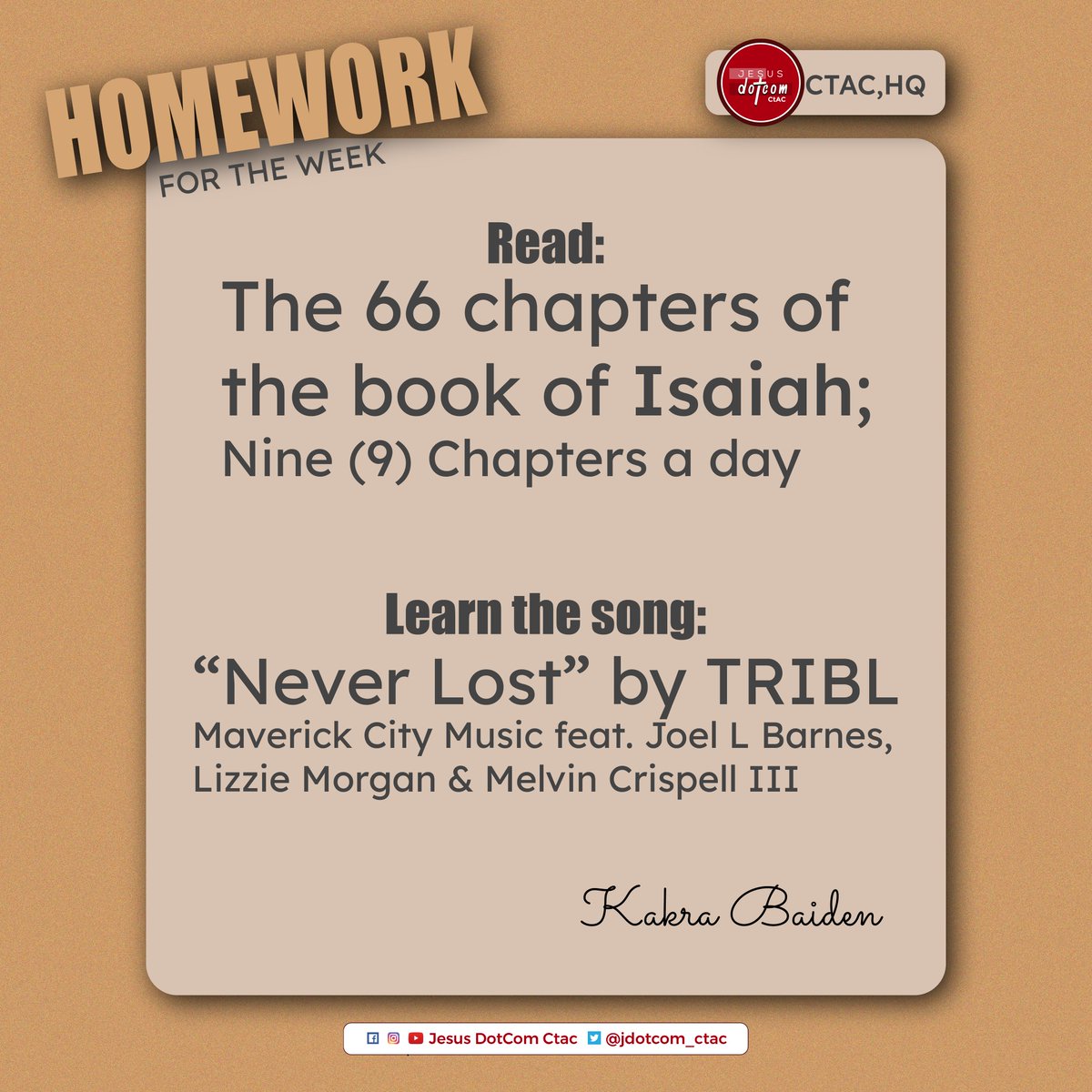 jdotcom_ctac's tweet photo. Our Father Bishop Kakra Baiden @ProphetKakraB has given us a Homework. Let's be on it fully! 💯 

#Read #Bible #grow #instructions 
#JesusDotCom https://t.co/TAMIGgEHCS
