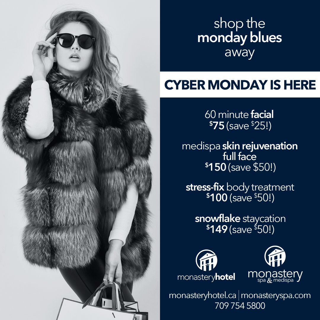 MonasterySpa's tweet photo. ONLINE-ONLY DEALS FOR ONE DAY ONLY🎉

1. 60 min. facial for $75 (save $25!)
2. MediSpa skin rejuvenation- full face for $150 (save $50!)
3. Stress-fix body treatment- $100 (save $50!)
4. Snowflake Staycation (one night in a jacuzzi suite)- $149 (save $50!) https://t.co/2FeThEjseX