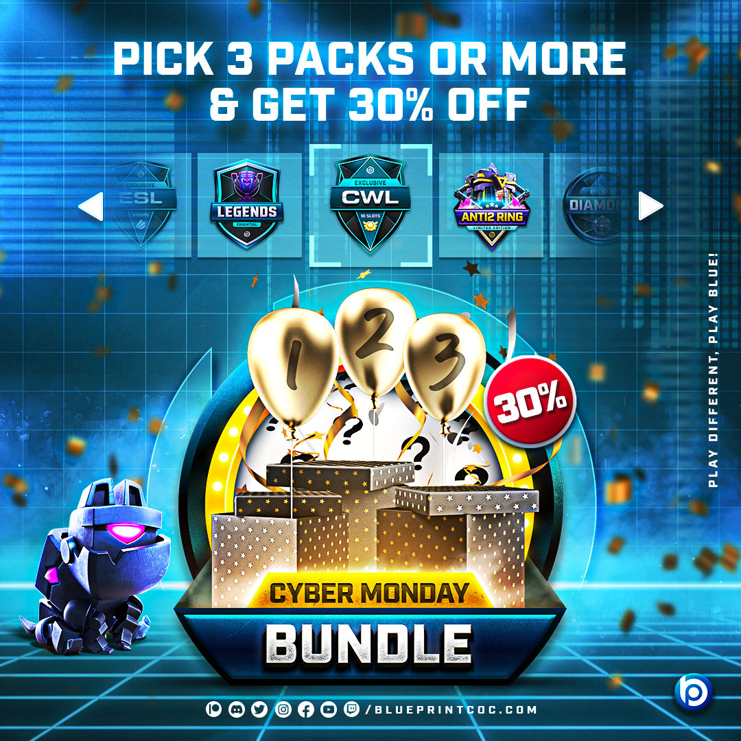 🎁 The Biggest Online SHOPPING day of the Year is here, and we want to Offer something Unique!

🛒You CHOOSE, We Deliver!

📦CREATE your Own Bundle from all the NEW December Packs just Updated and GET a 30% OFF😱🥳🤩

GET YOUR CYBER BUNDLE NOW ⬇️
blueprintcoc.com/Cyber-Monday-B…