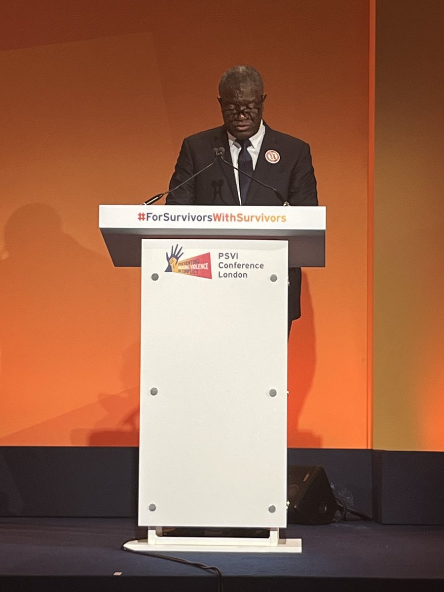 Noble laureate ⁦Dr Mukwege ⁦⁦@MukwegeFound⁩ gives a truly inspirational assess at the Plenary Session on Accountability & Justice at the #PreventingSexualViolence Conference ⁦@end_svc⁩ #ForSurvivorsWithSurvivors