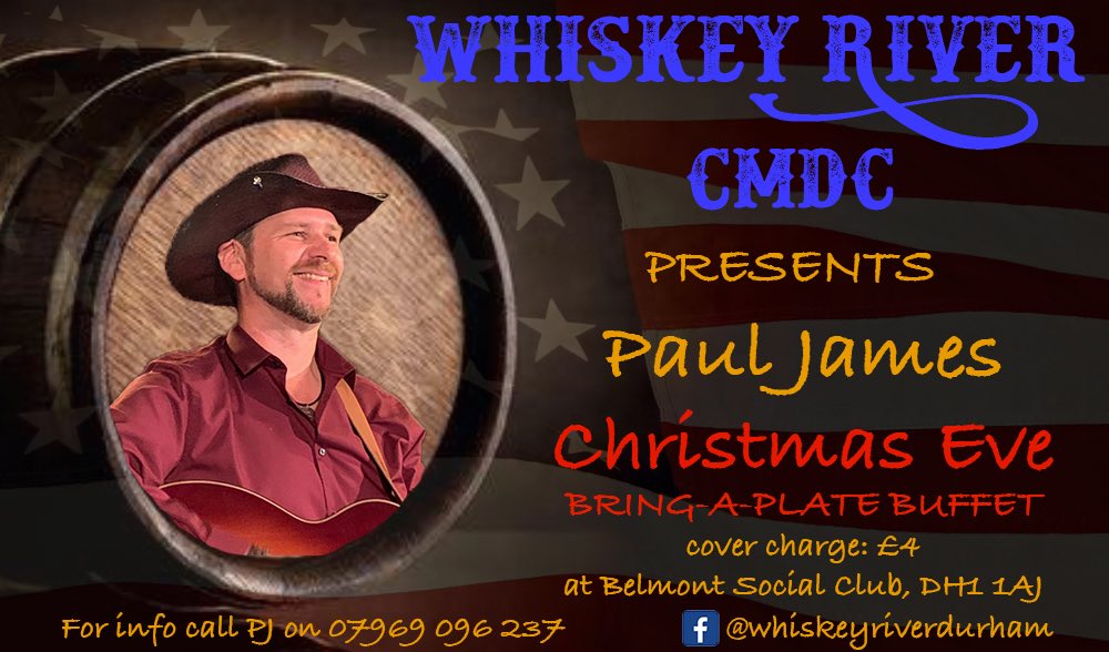 Join us this Christmas Eve at Whiskey River CMDC, Belmont Social Club, DH1 1AJ 🤠❤️🎵🎤