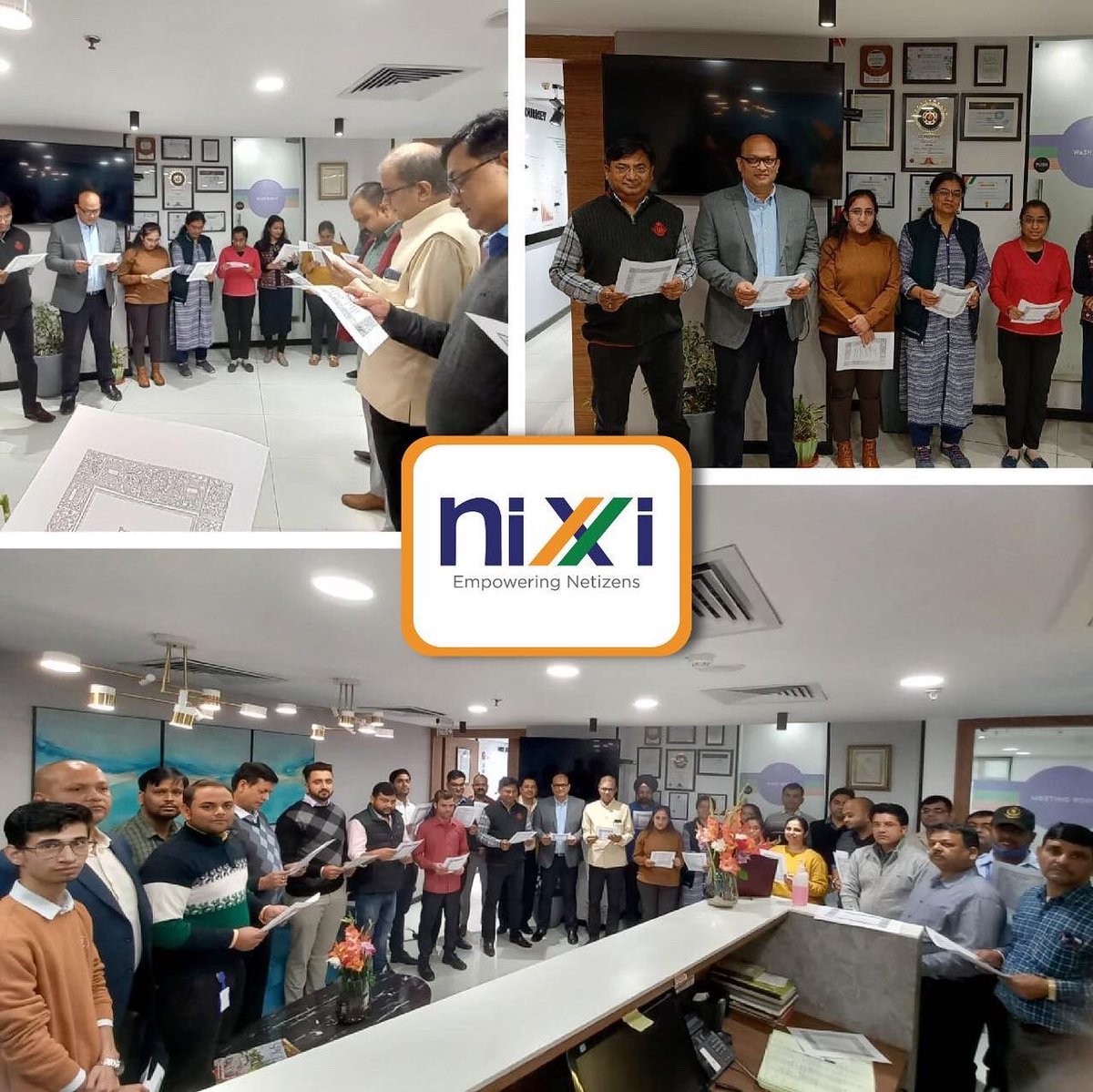 inregistry's tweet photo. NIXI celebrated Constitution Day today to commemorate the adoption of the Indian Constitution in 1949. On this occasion, NIXI employees recited the Preamble to the Indian Constitution and played a mini quiz at the NIXI office.

#NIXI #dotINdomain #DomainName #ConstitutionDay2022 https://t.co/Hvs9aKEYmu