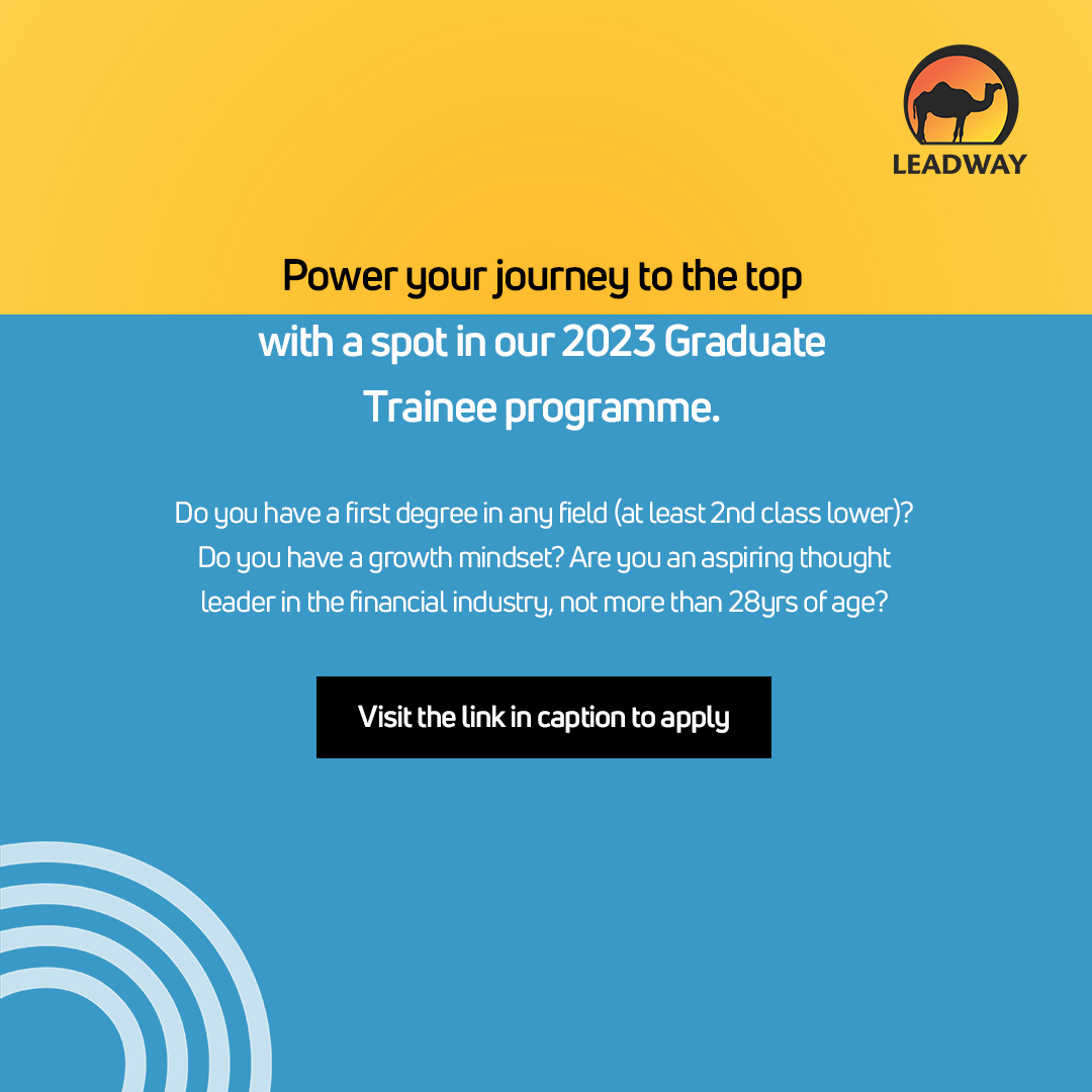 LeadwayInsure's tweet image. Our 2023 Graduate Trainee program is now open, visit leadway.taleo.net/careersection/… to apply.

#Leadway #Leadwayvacancy #GraduateTraineeprogram