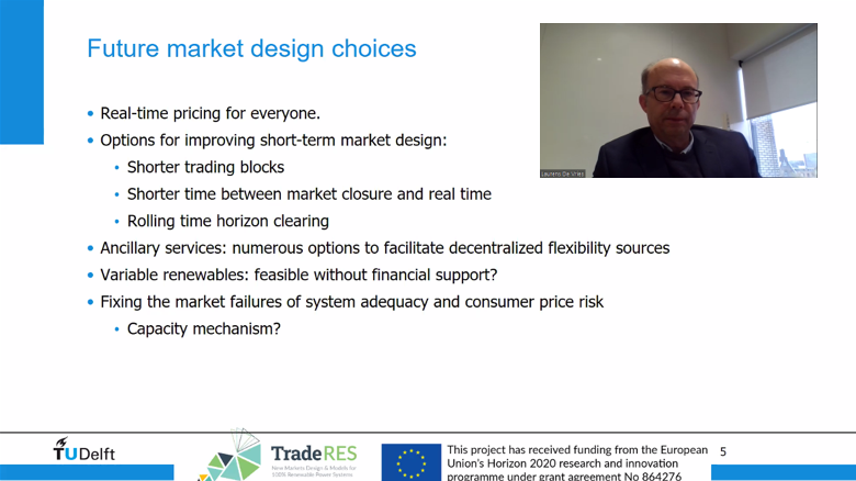 UCL_SHEI's tweet photo. Prof. Laurens de Vries of @tudelft talks about the "Challenges and market design choices for a sustainable electricity market". A very enlightening workshop of @TradeRESproject! #sustainabledevelopment #HorizonEU #electricity https://t.co/pKdTeu44zO