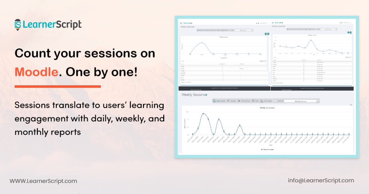 LearnerScript's tweet image. Wanna know how much time your users spend on your Moodle LMS? Get the session reports from LearnerScript and see their time spent! For more information about the reports or LearnerScript, contact us today.
👉Email: info@learnerscript.com

#moodle #reports #LMS #learner #elearning