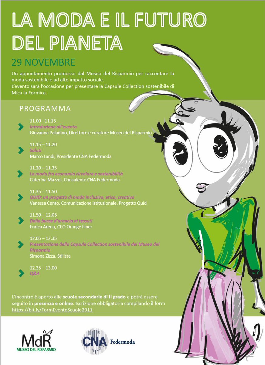 La moda e il futuro del pianeta, se ne discute al <a href="/MdR_Torino/">Museo del Risparmio</a> con <a href="/FedermodaCNA/">Federmoda Cna - AP</a>, <a href="/Progettoquid/">Progetto Quid</a> e <a href="/OrangeFiber/">Orange Fiber</a>. La partecipazione è gratuita. Basta iscriversi al link  glistatigenerali.com/moda-design/la…