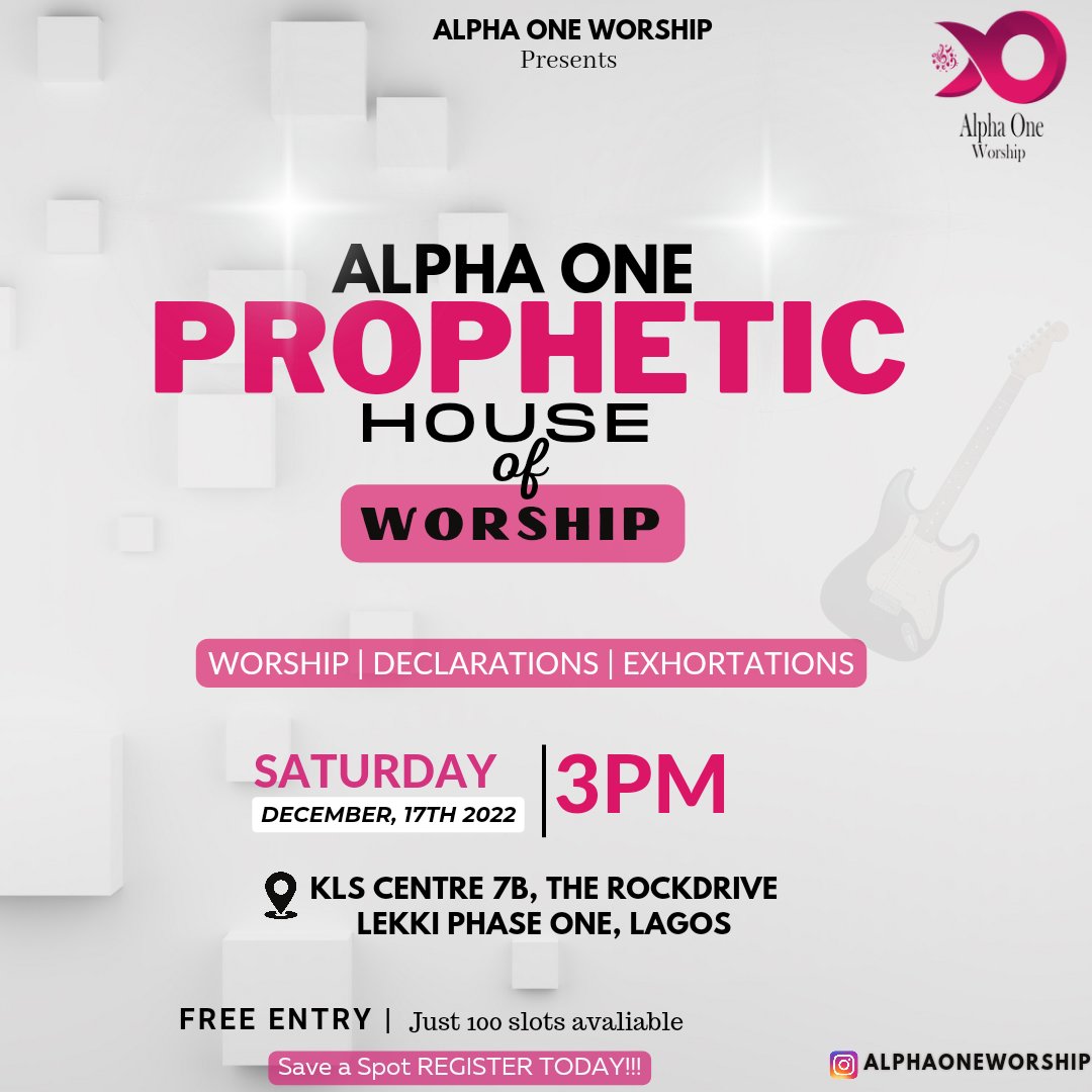 Alpha1Worship's tweet photo. Join us this December as we partner with heaven, and create an atmosphere for others to partner with the Father through the lead of Holy Spirit.

Less than 100 slots AVAILABLE currently

Hurry, register and save a spot today!!!https://t.co/ugyKMTJklj
#worship #gospelmusic #lagos https://t.co/JVXz5IKN8a