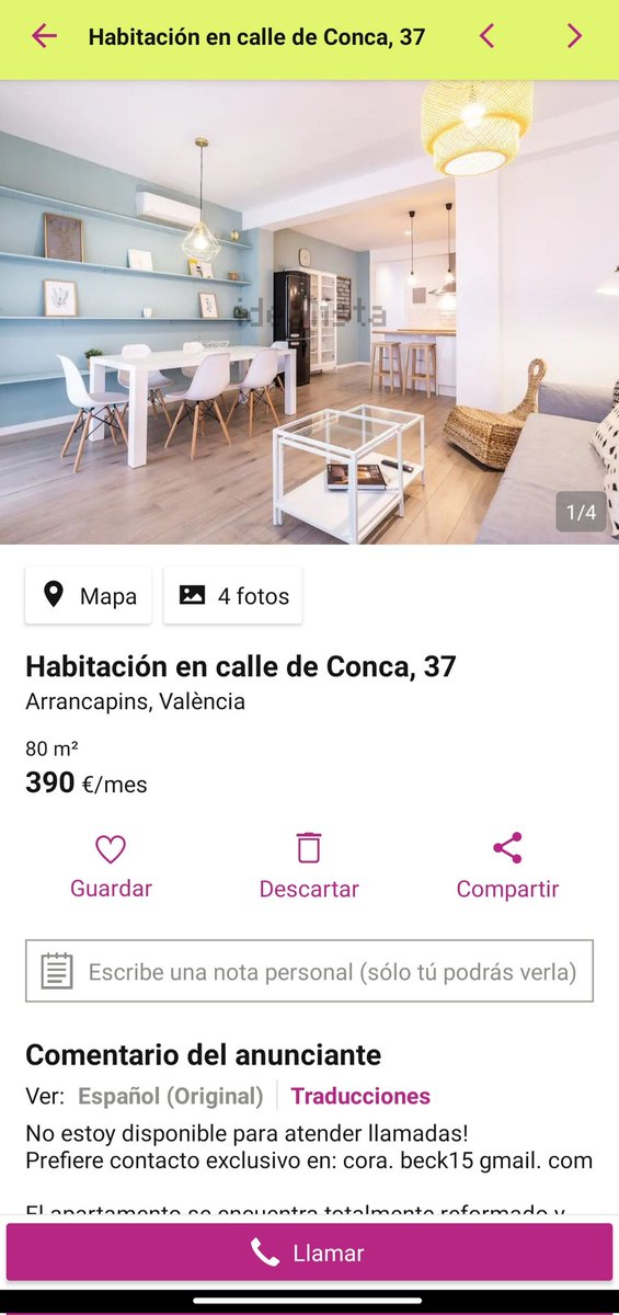 chocotamina's tweet photo. Si veis este piso publicado en alguna página de alquiler de vivienda os recomiendo que no lo alquiléis porque es una estafa.
Difusión por favor https://t.co/x5arbuOoSK