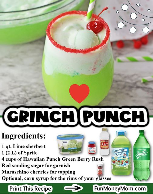 ❤️ GRINCH PUNCH ❤️
Recipe here: funmoneymom.com/grinch-punch-r…

This easy Grinch Punch recipe is the perfect drink for holiday parties! The best part is that you can change it up...keep it alcohol free for kids parties or spike it to make a fun boozy punch. Either