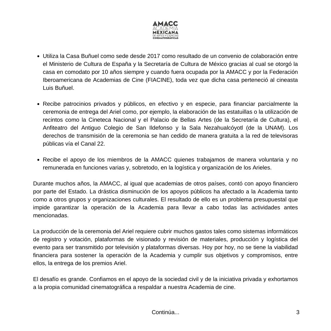 AcademiaCineMx's tweet photo. Comunicado: La situación actual de la AMACC. https://t.co/1s6mmwPuzi