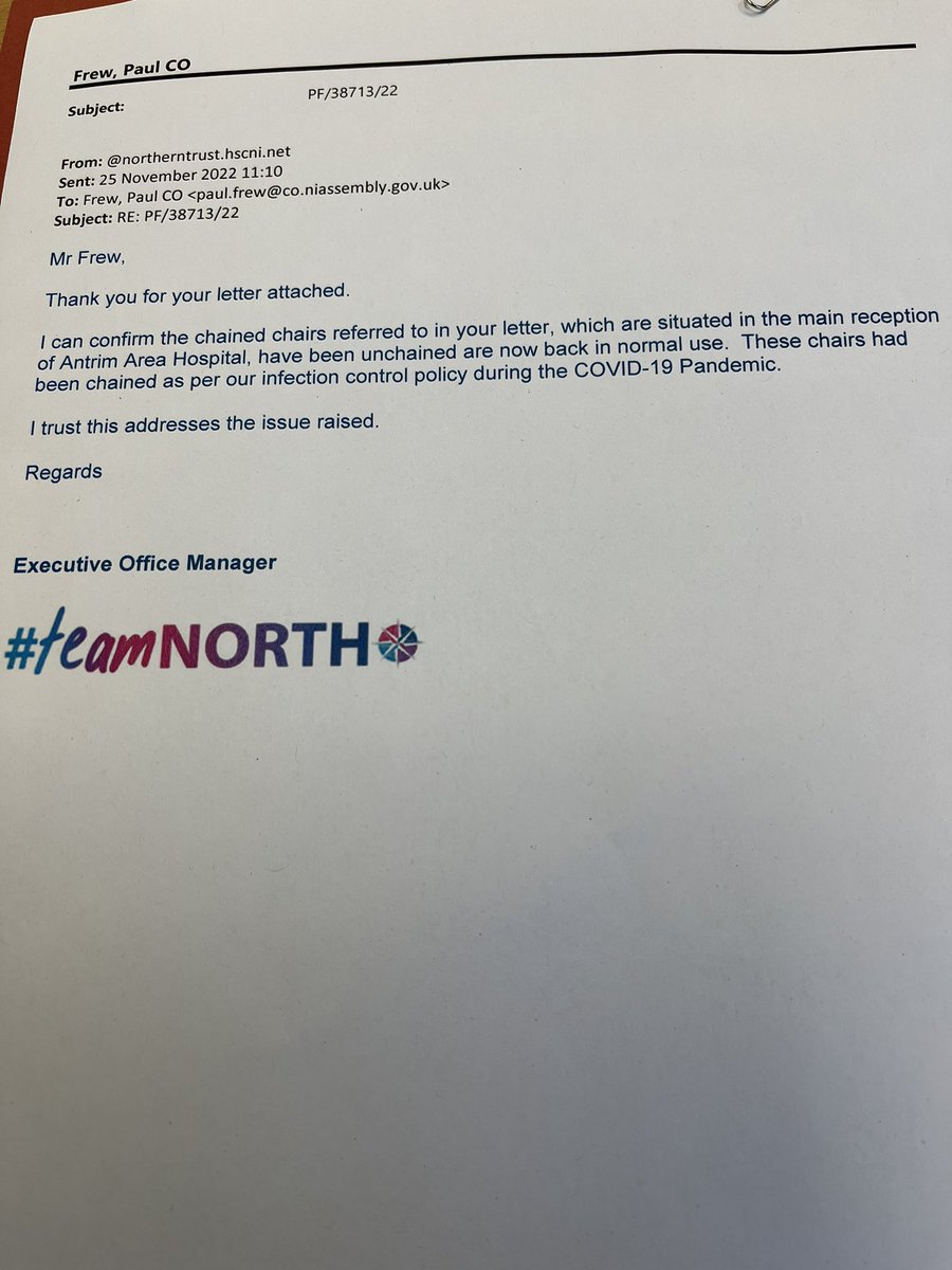 paulfrewDUP's tweet photo. It’s the little things that count, it’s amazing that it took me to write to the Trust to remove this nonsensical measure https://t.co/TgpfBVUScy