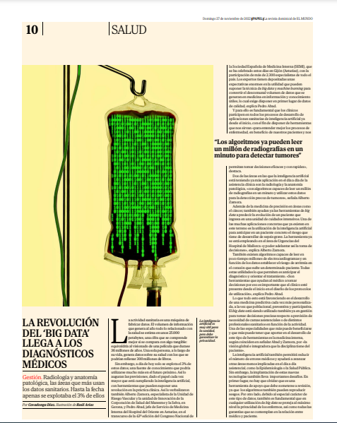 Sociedad_SEMI's tweet photo. 📢🔴#43SEMI en #ElMundo | "La revolución del #bigdata llega a los diagnósticos médicos" 
📰🗞️@Elmundosalud - @elmundoes se hace eco en su Suplemento Dominical #Papel de la mesa de #bigdata de nuestro 43º Congreso Nac. celebrado hasta el viernes en #Gijón https://t.co/EaiEoWeeis https://t.co/PsUwQSoQTR